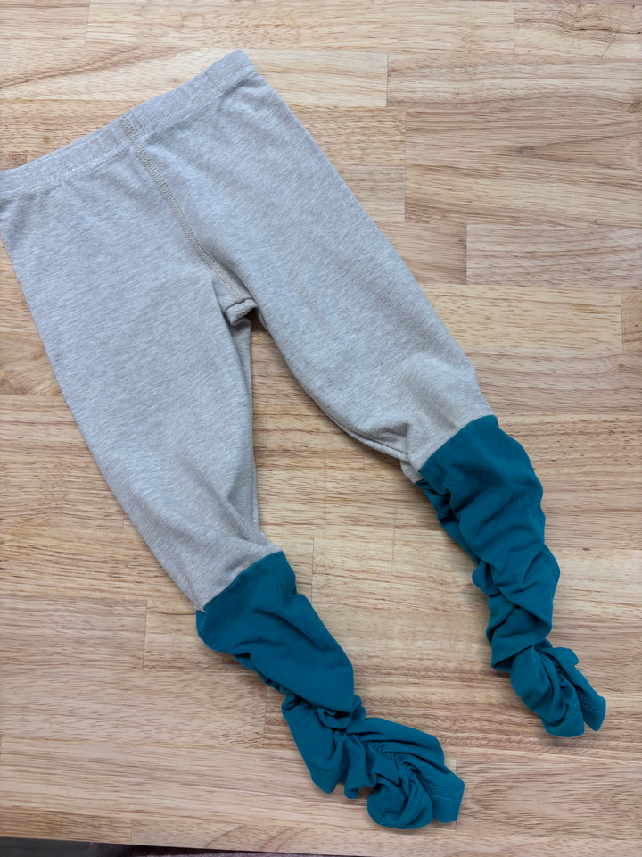 Peekaboo Beans Leggings (Size 4, Oatmeal and Teal)