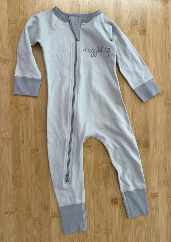 Sapling Child Snuggle Bug Footless Sleeper – 0–3M | Grey Organic Cotton Like New