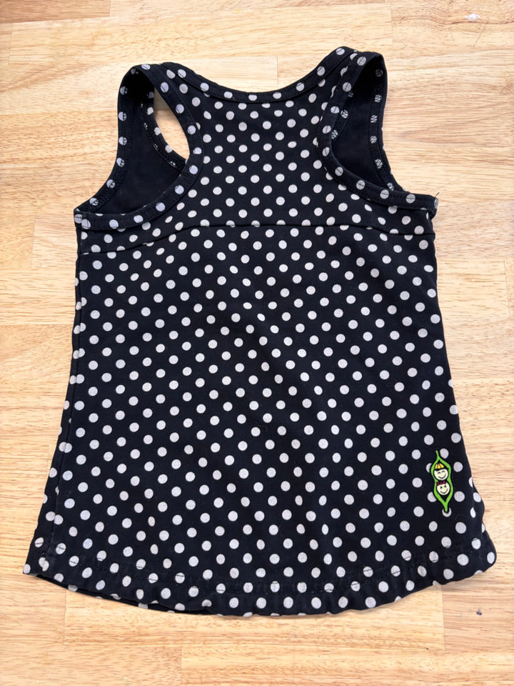 Peekaboo Beans Size 2 Tank - Black & White polka dot