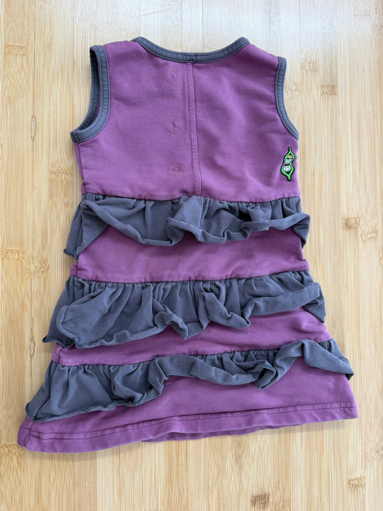 Peekaboo Beans Tiered Ruffle Dress – 2 | Purple & Grey