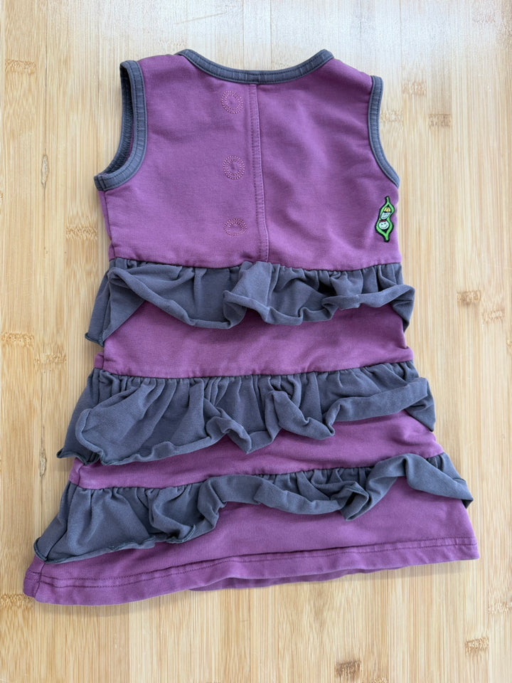 Peekaboo Beans Tiered Ruffle Dress – 2 | Purple & Grey