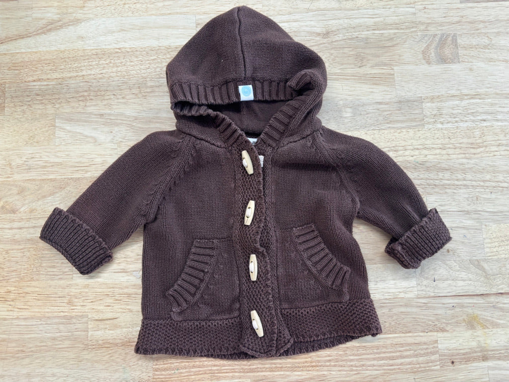 Beba Bean 3-6M Knit Sweater - Brown with Hood