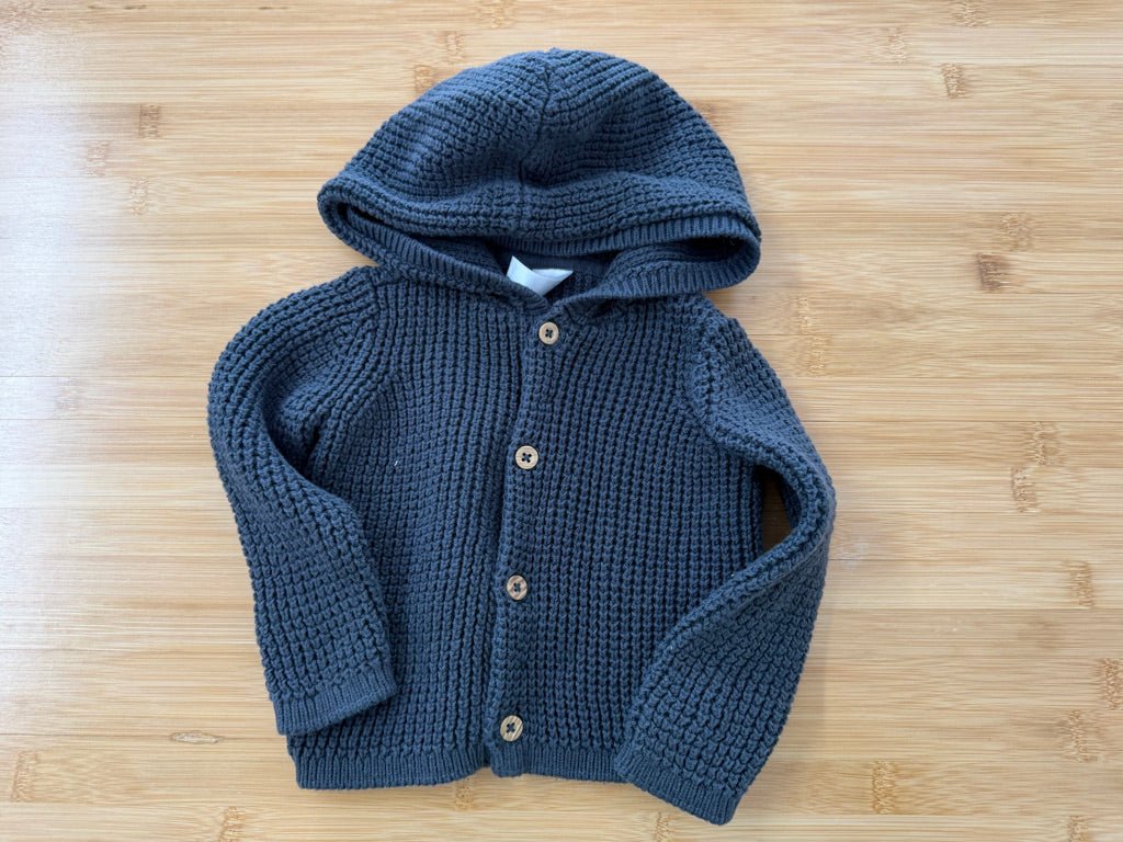 Carter's Knit Sweater – 9M | Dark Blue Button-Up - Nest and Sprout-Consignment
