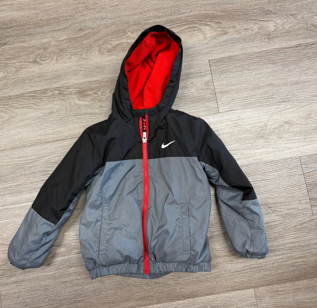 Nike Lightweight Jacket – 4T | Grey and Black | Red Fleece Lining