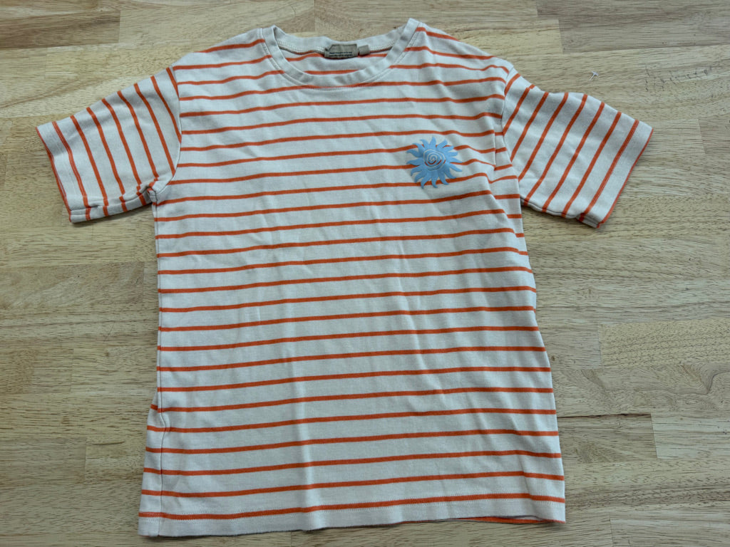 Wheat Kids Striped Shirt – 10Y | Cream & Orange Short Sleeve