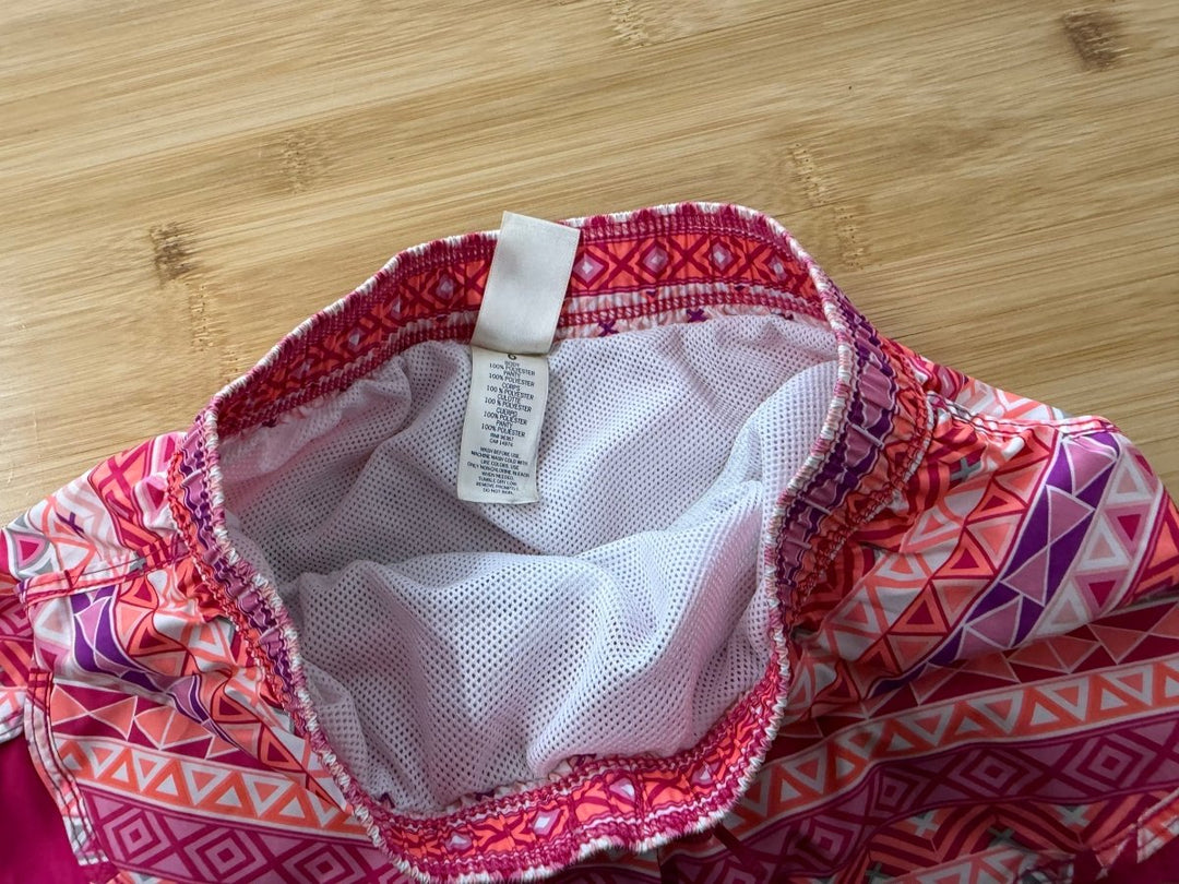 OshKosh Swim Shorts – 6 | Pink Geometric Mesh Lined