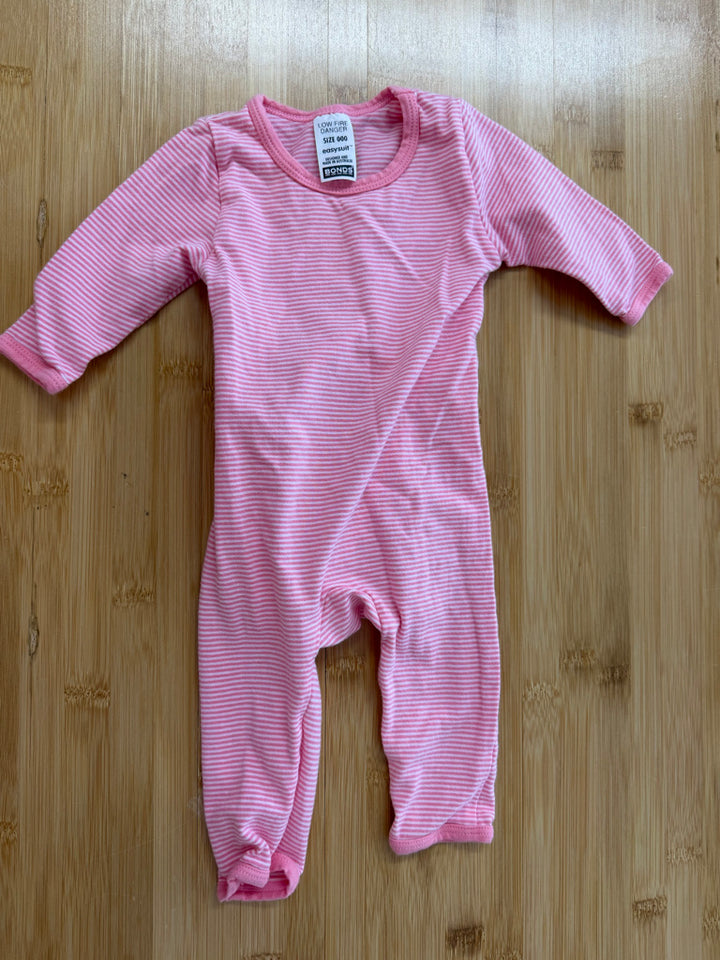 Bonds Easy Suit – 000 (0–3M) | Pink Stripe Pull-Down Bum
