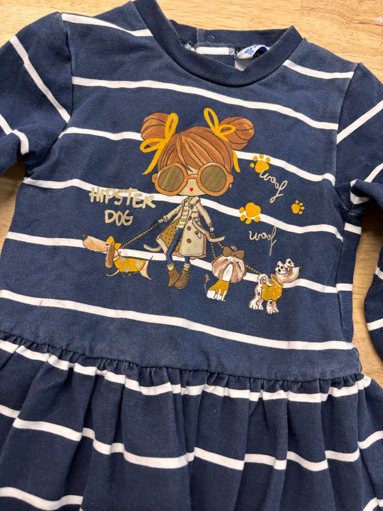Mayoral 12M Dress - Drop Waist with Dog Graphic - Nest and Sprout - Consignment