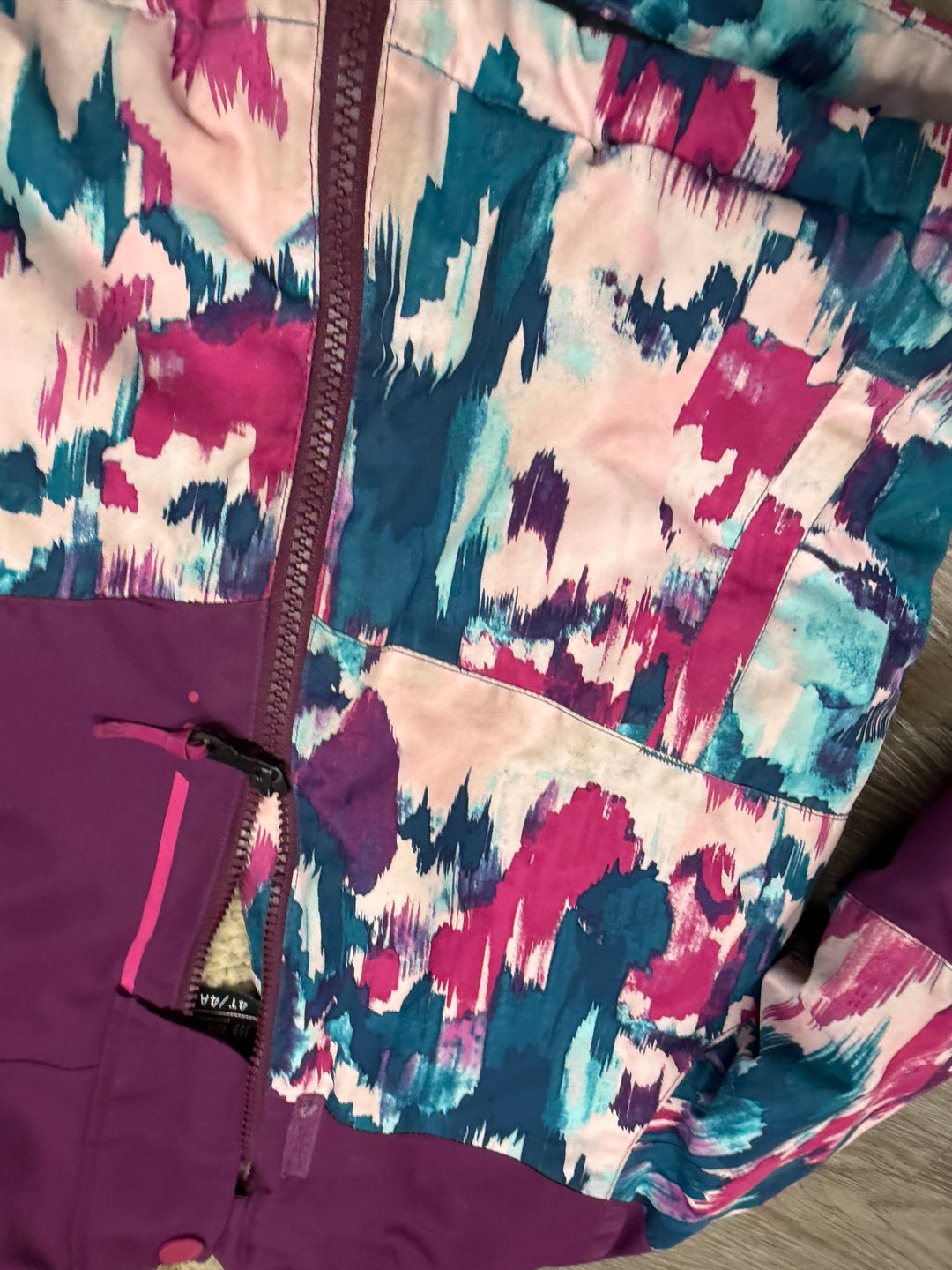 Ripzone Waterproof Sherpa Plush Jacket – 4T | Purple and Turquoise Print | 8K Breathable