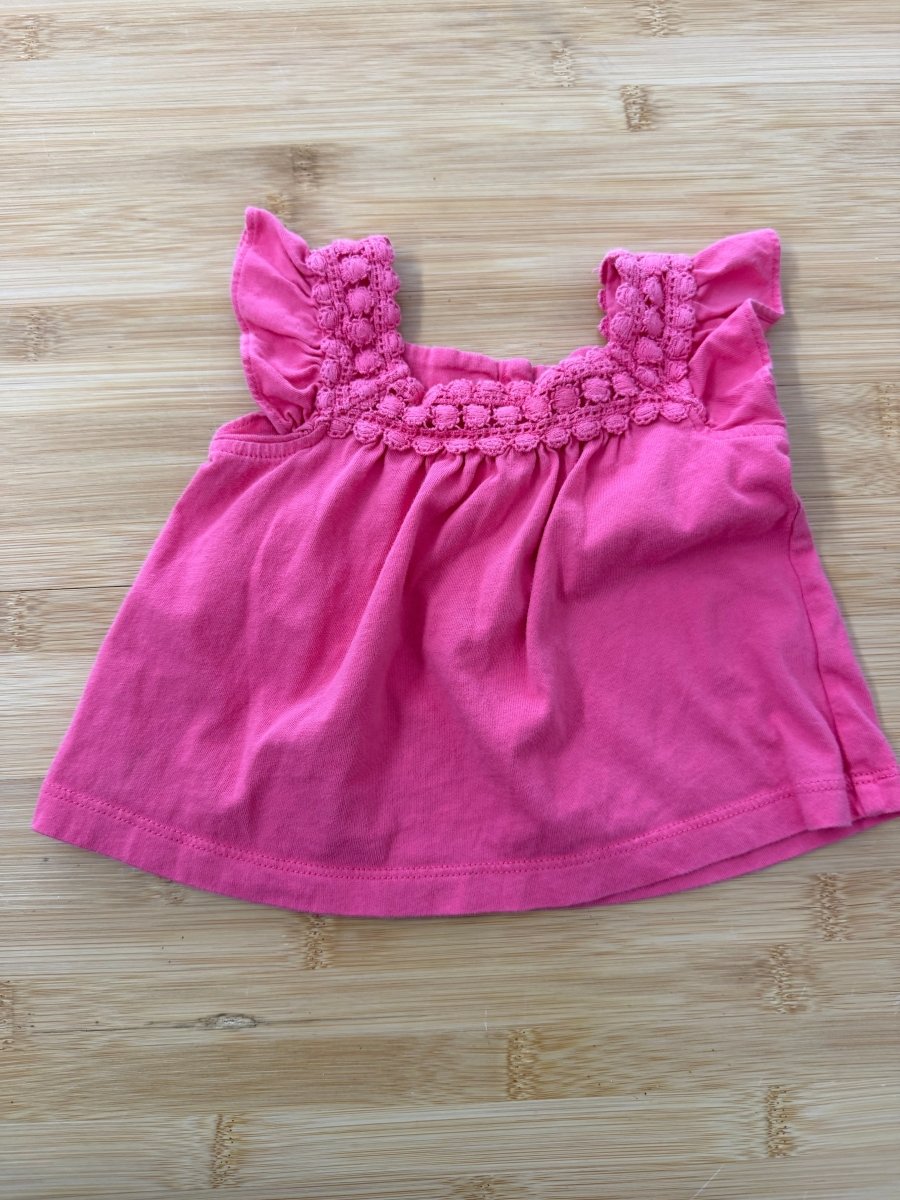 Gap Tank Top – 0–3M | Pink Square Neck Ruffle Cap Sleeve - Nest and Sprout-Consignment