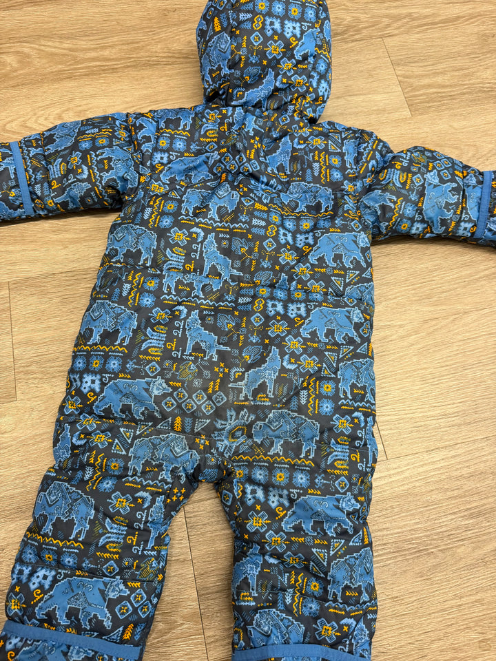 Columbia Down-Filled Snowsuit – 12–18M | Blue Geometric Abstract Polyester Shell