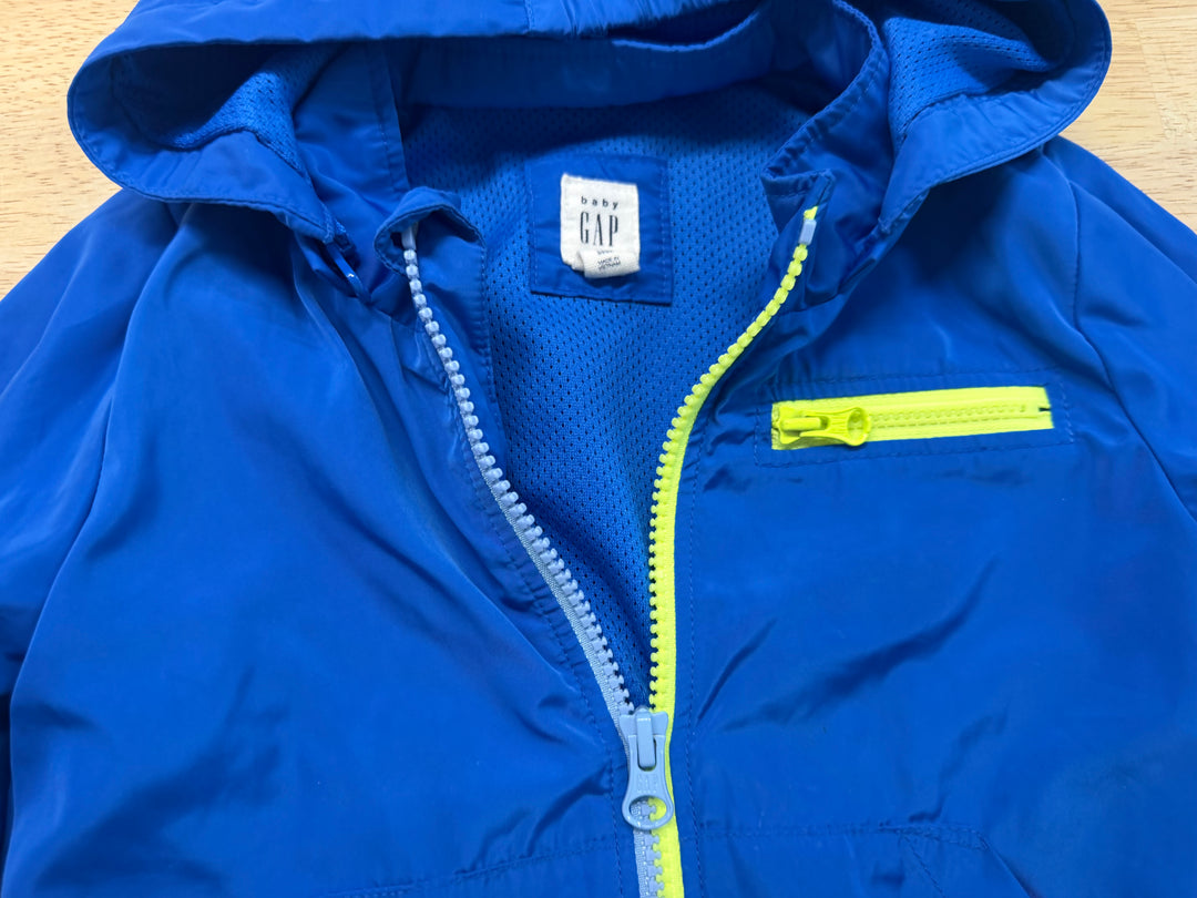 Gap Zip-Off Hood Windbreaker – 18–24M | Blue Green Mesh Lined Spring 2017