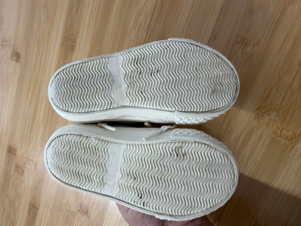 Zara Baby Sneakers – EU 20 | Silver Ribbon Lace Side Zipper Raw Edge