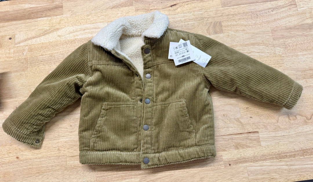 ZARA IMPERFECT Reversible Sherpa & Corduroy Jacket – 18–24M | Neutral Print | NWT