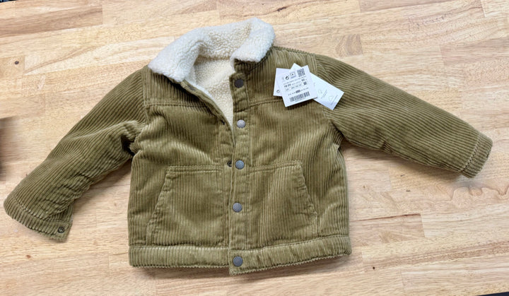 ZARA IMPERFECT Reversible Sherpa & Corduroy Jacket – 18–24M | Neutral Print | NWT