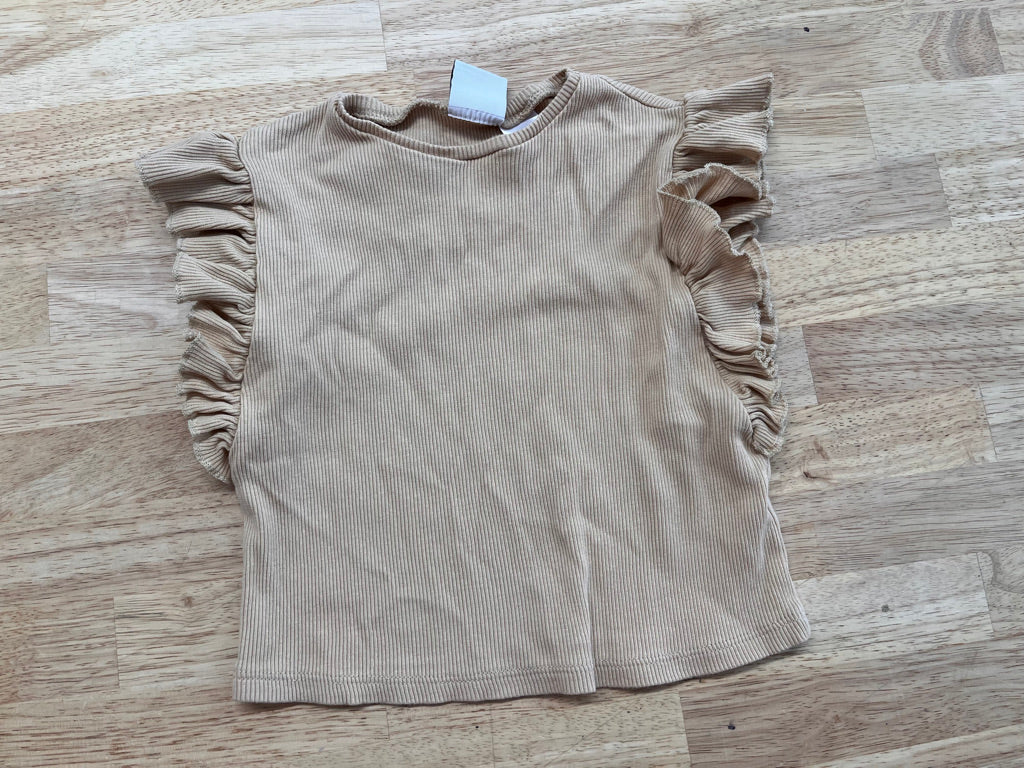 Zara Ribbed Tank Top – Beige 9–12 Months