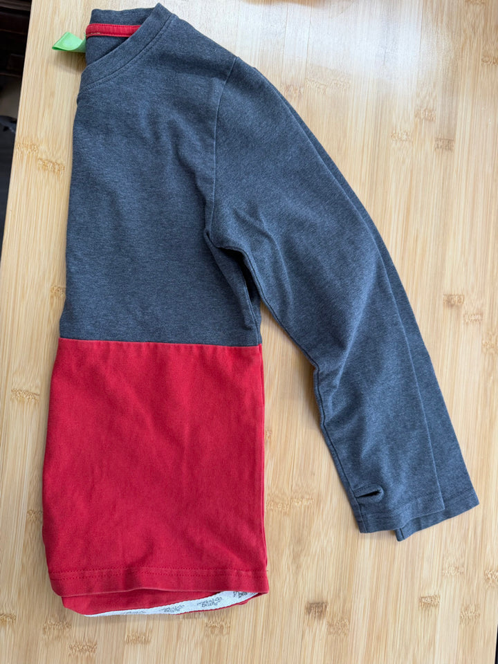 Peekaboo Beans Long Sleeve Shirt – 8 | Red & Grey Colourblock Boy