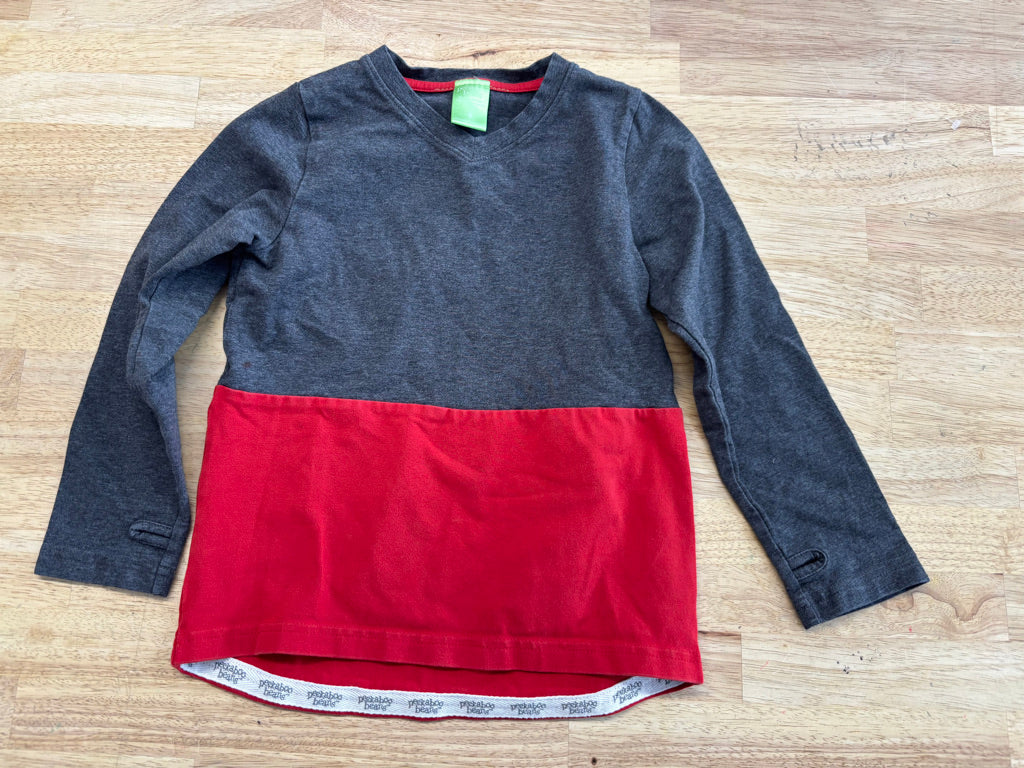 Peekaboo Beans Grey Red Long Sleeve Shirt | Size 4