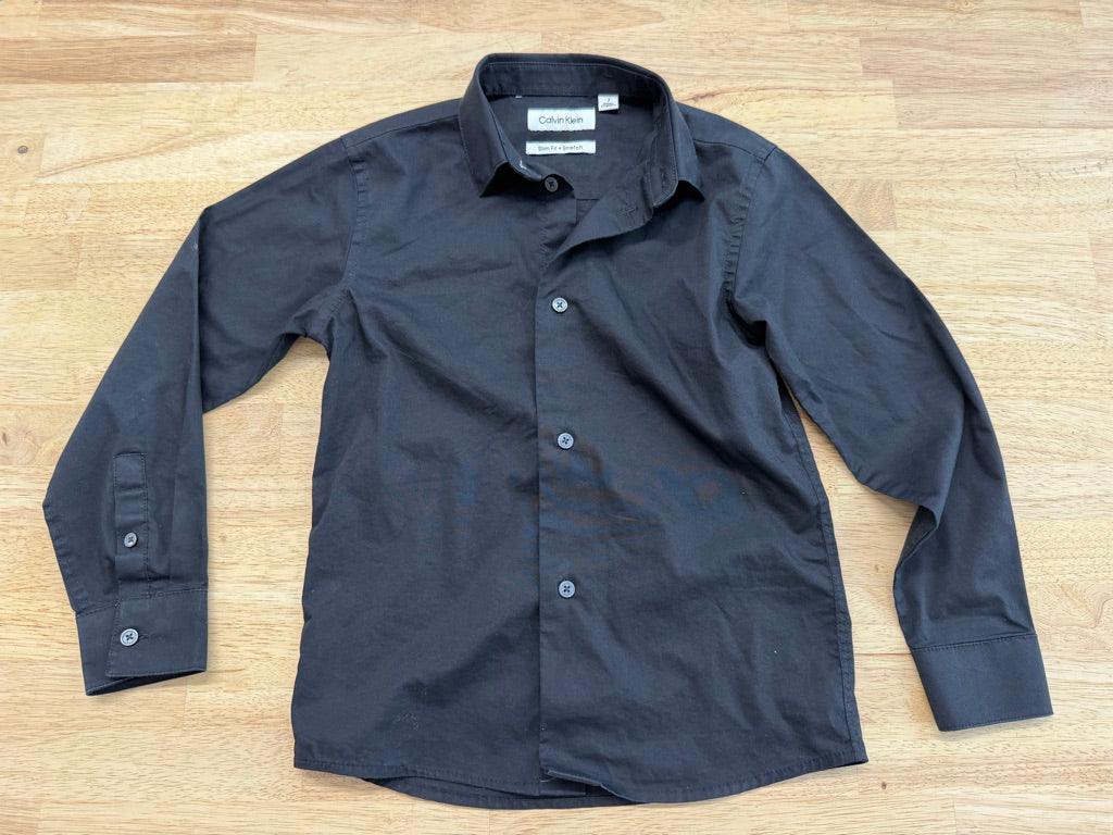 Calvin Klein Slim Stretch Button-Up Dress Shirt – 7 | Black