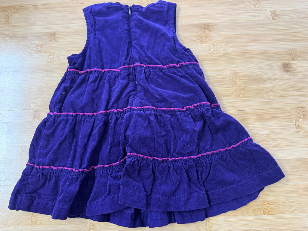 Please Mum Corduroy Dress – 18M | Purple Layered Zip-Up Embroidered Corners