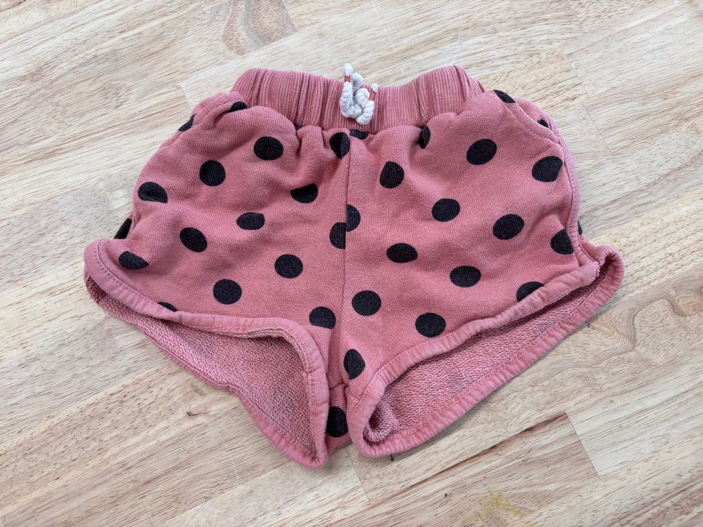 Zara 9–12M Salmon Pink Shorts with Black Polka Dots