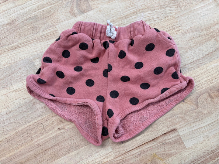 Zara 9–12M Salmon Pink Shorts with Black Polka Dots
