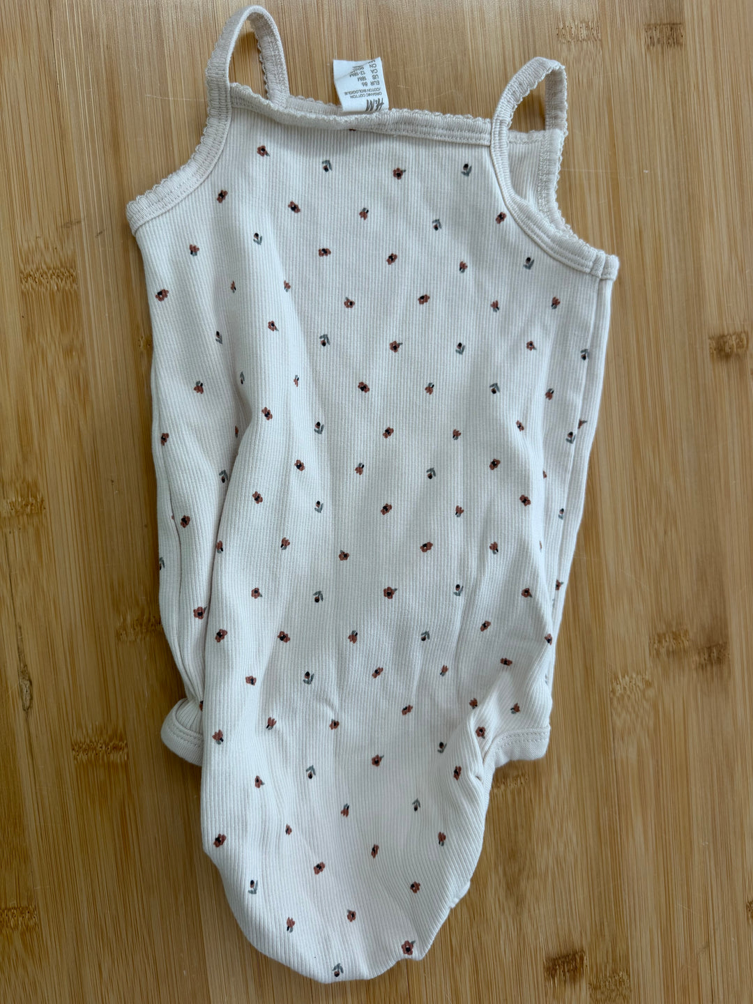 H&M Cream Itsy Floral Ribbed Strap Shirt – 18M