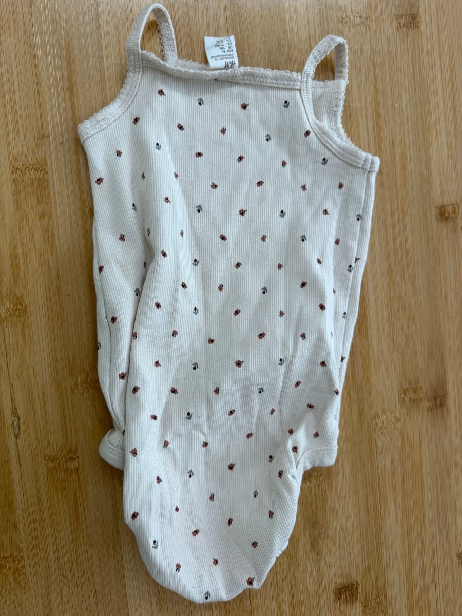 H&M Cream Itsy Floral Ribbed Strap Shirt – 18M - Nest and Sprout-Consignment