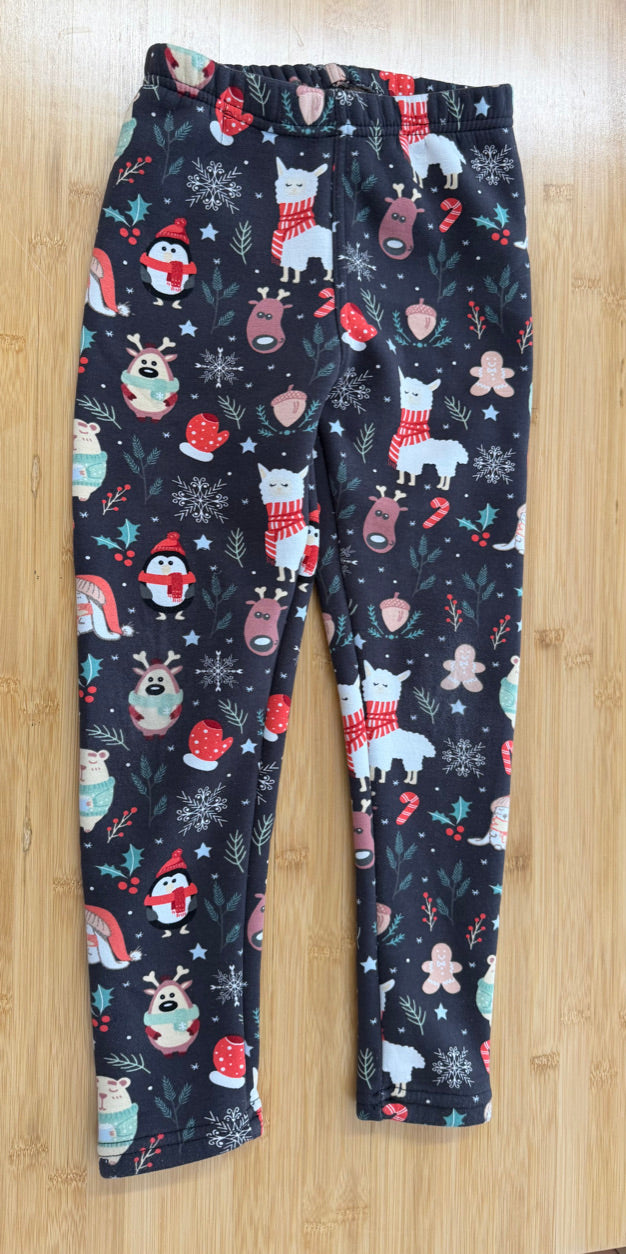 Just Cozy Fleece-Lined Leggings – 7/8 | Llama Christmas Print | Holiday