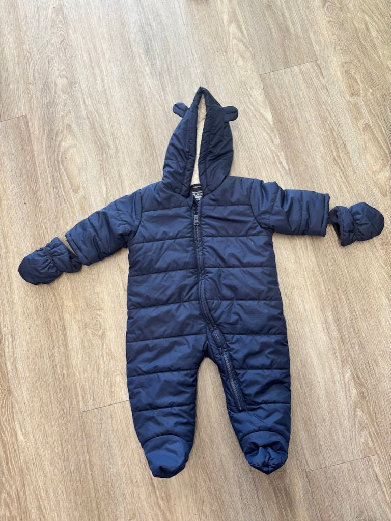Children’s Place Footed Snowsuit – Navy | 3–6M - Nest and Sprout-Consignment