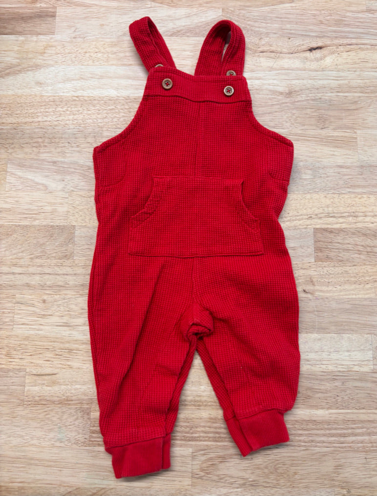 Carters 6 Month Waffle Knit Red Overalls