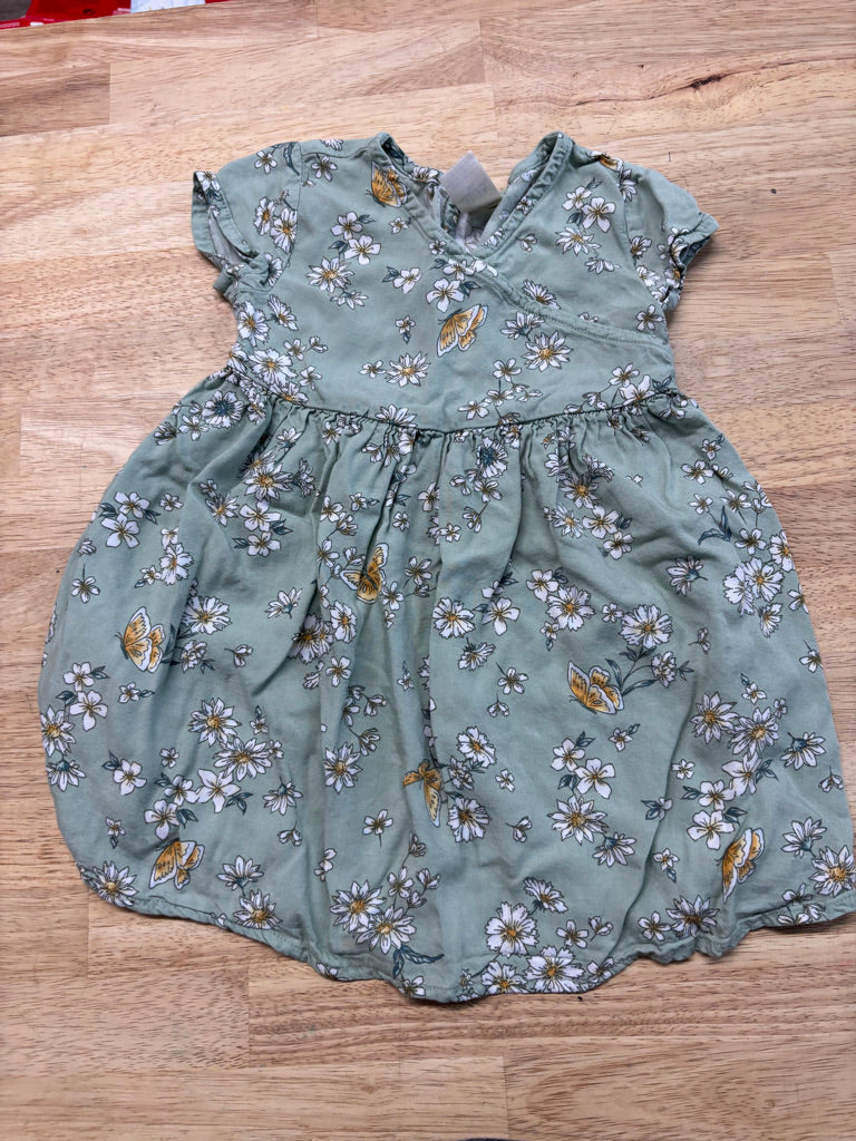 OshKosh Butterfly Floral Dress – Green | 2T
