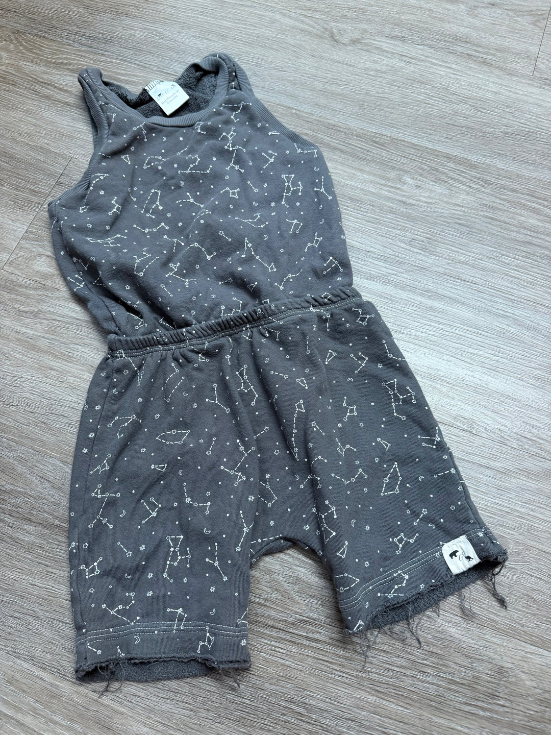 Bear & Roo Terry Cloth Romper – 6 | Constellation Print | Sleeveless | Handmade in Canada