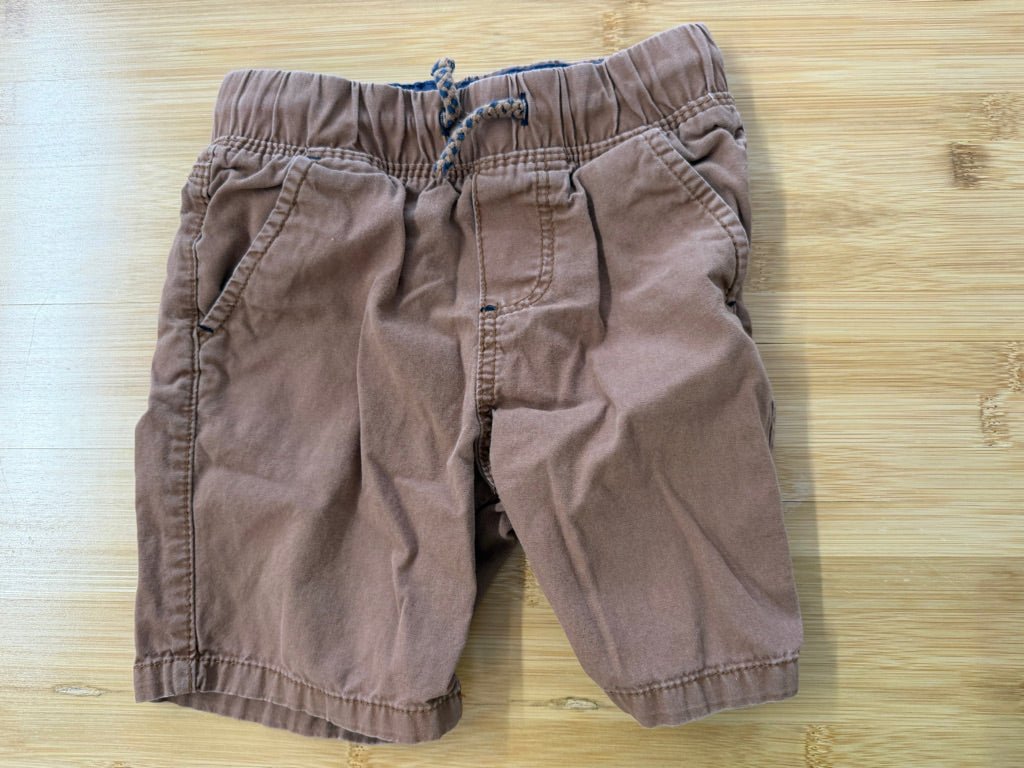 Denim Co Pull-On Shorts –3/4 | Brown Elastic Waist | Play - Nest and Sprout-Consignment