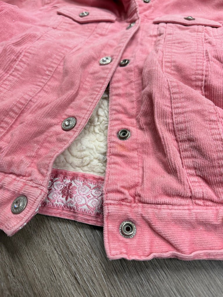 Gap Kids Corduroy Sherpa Plush Lined Jacket – 10/12 | Pink Sparkle - Nest and Sprout-Consignment