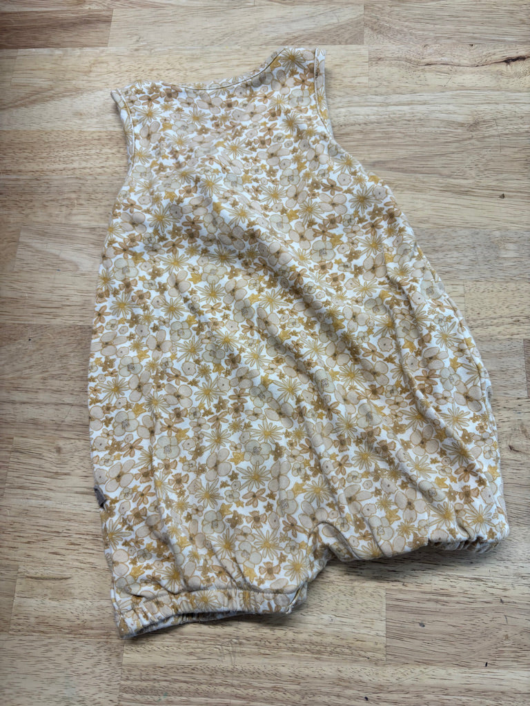 Goumi Yellow Floral Short Romper – 12–18M