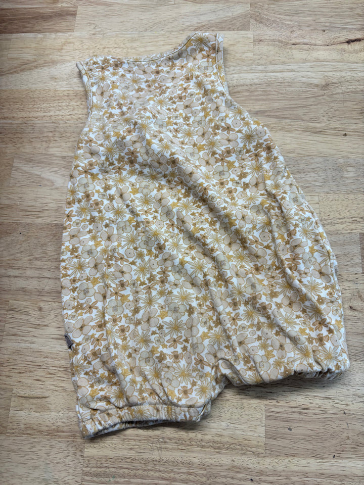 Goumi Yellow Floral Short Romper – 12–18M