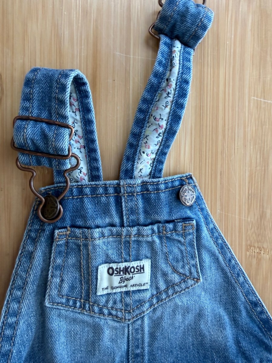 OshKosh Denim Overalls – 6 Months | Short | Girl Fit | Light-Medium Wash - Nest and Sprout-Consignment