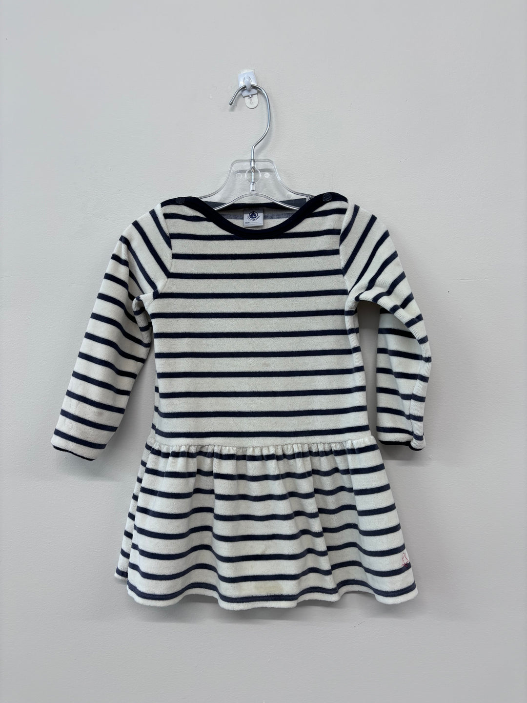 Petit Bateau Size 24 Month Terry Stripe Dress / stain