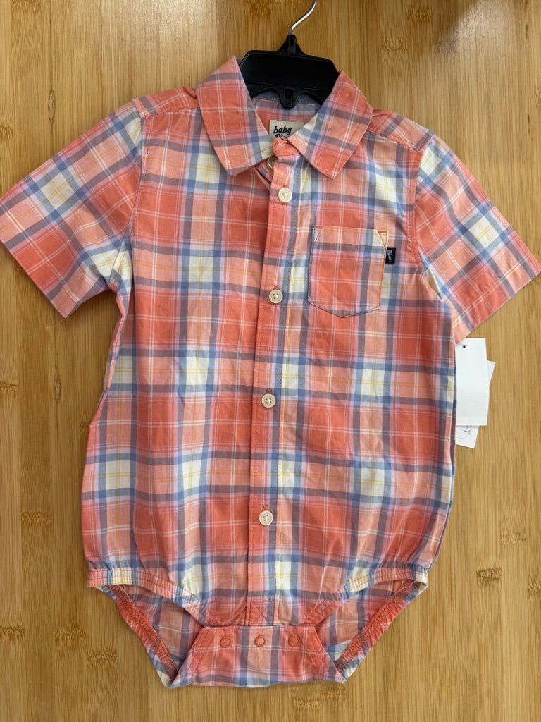 Baby B’gosh Bodysuit – Size 24 m(Orange/Blue Plaid, NWT) - Nest and Sprout-Consignment