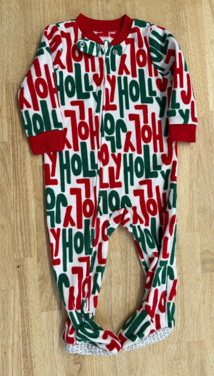 Carter's Fleece Sleeper – 12M | Holly Jolly Print - Nest and Sprout - Consignment