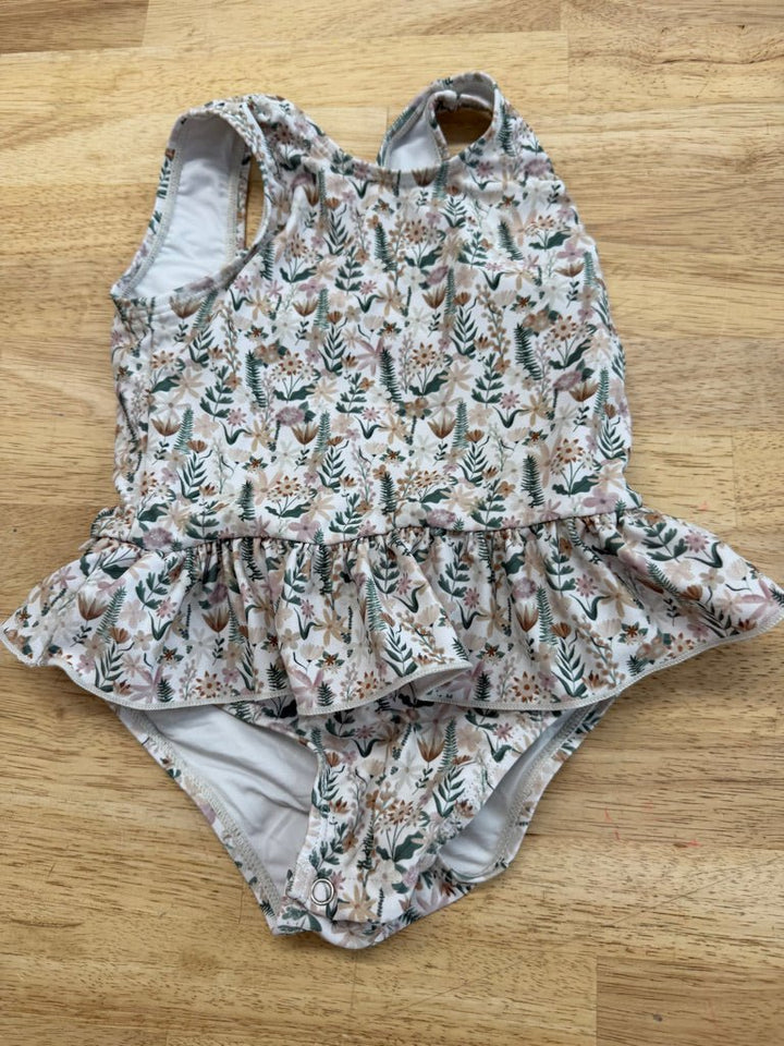 Current Tyed Ruffle Swimsuit – 12–24M | Wildflower Print Snap Crotch - Nest and Sprout - Consignment