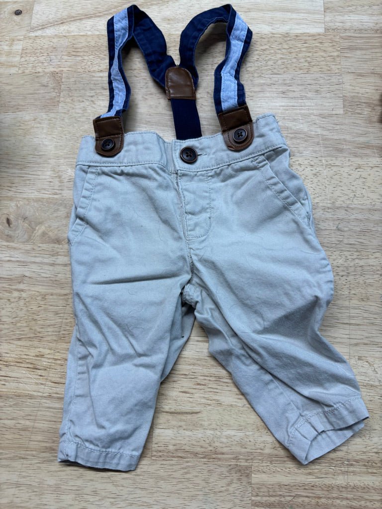 Gymboree Chino withs uspenders – Light Brown | 0–3M - Nest and Sprout - Consignment