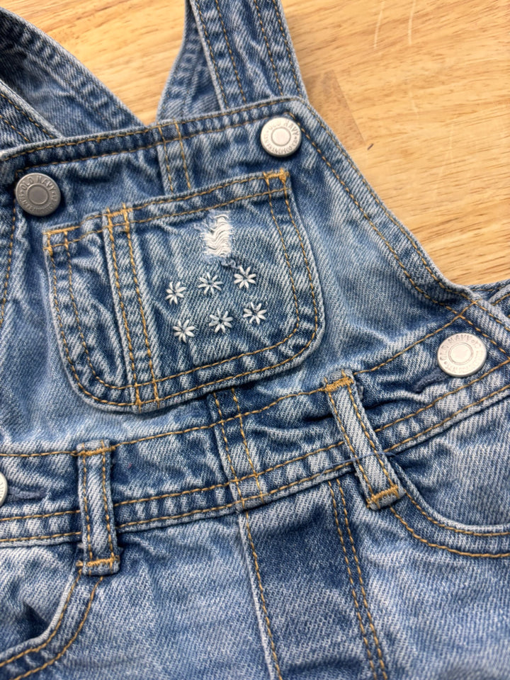 Old Navy Denim Overalls with Daisies – Size 0–3M