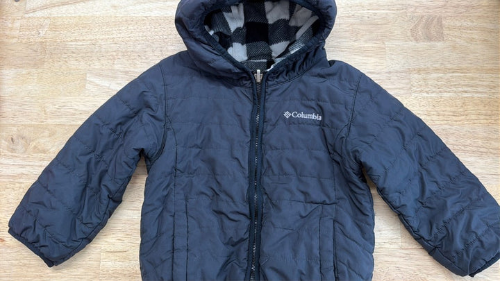 Columbia Reversible Buffalo Plaid Jacket – 3T | Black Puffy & Fleece Excellent - Nest and Sprout-Consignment