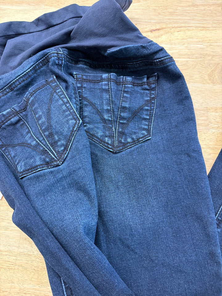 Indigo Blue Maternity Skinny Jeans – M/L | Dark Blue Denim | High Rise