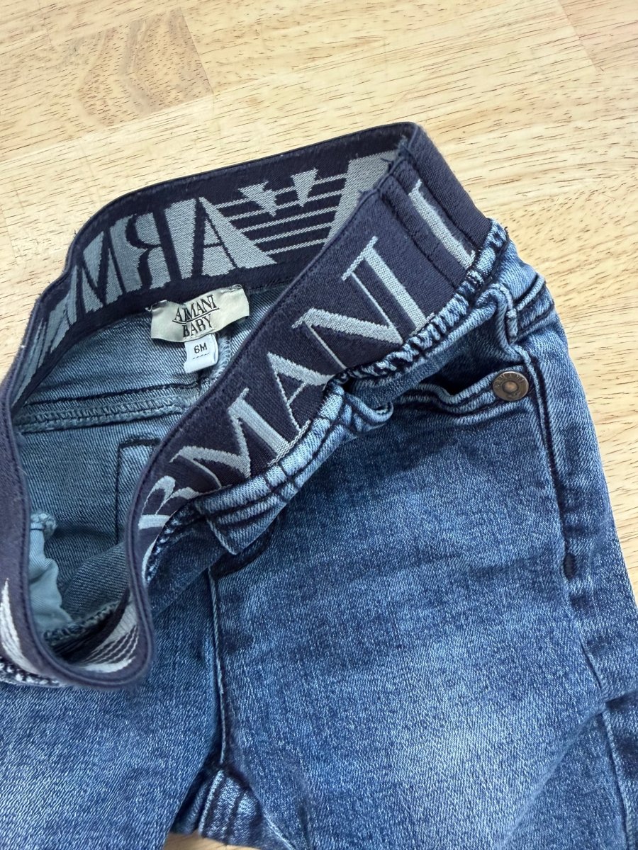 Armani Baby Denim Jeans – 6M | Elastic Waist - Nest and Sprout - Consignment