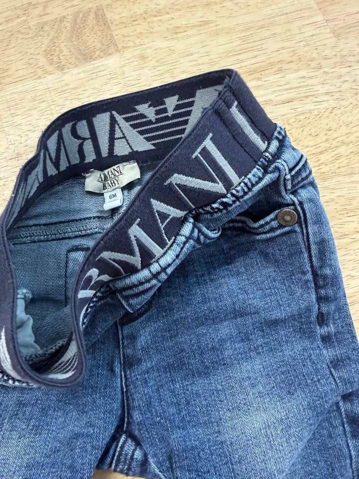 Armani Baby Denim Jeans – 6M | Elastic Waist - Nest and Sprout - Consignment