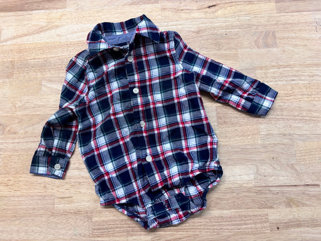 OshKosh Plaid Bodysuit Shirt – 18M