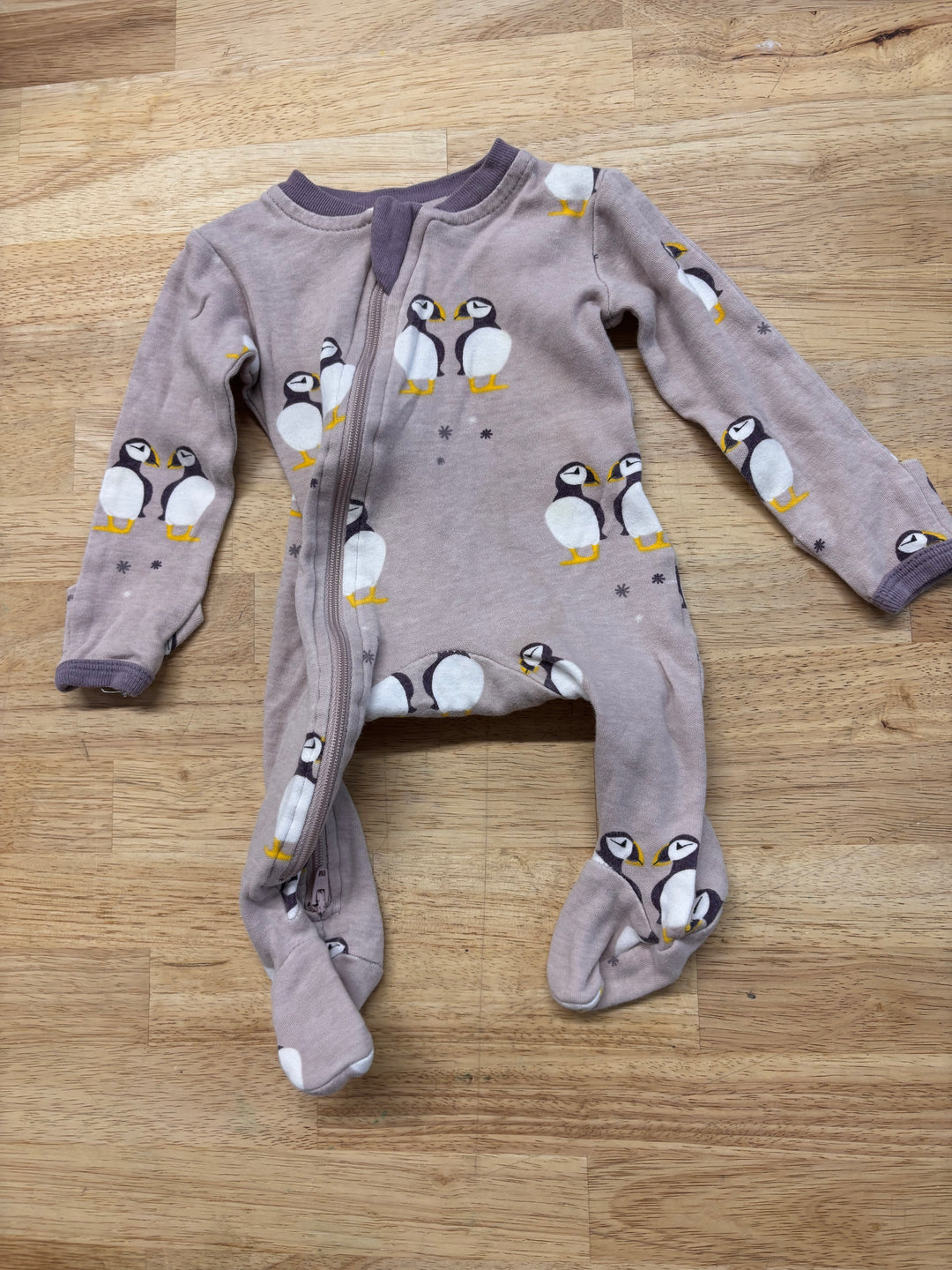 ZippyJamz Sleeper – Puffins – Newborn (Imperfect)